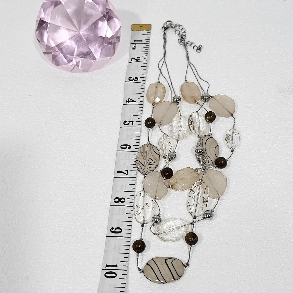 N.Y. NECKLACE STONE SINTETIC WHITE AND BROWN COLOR